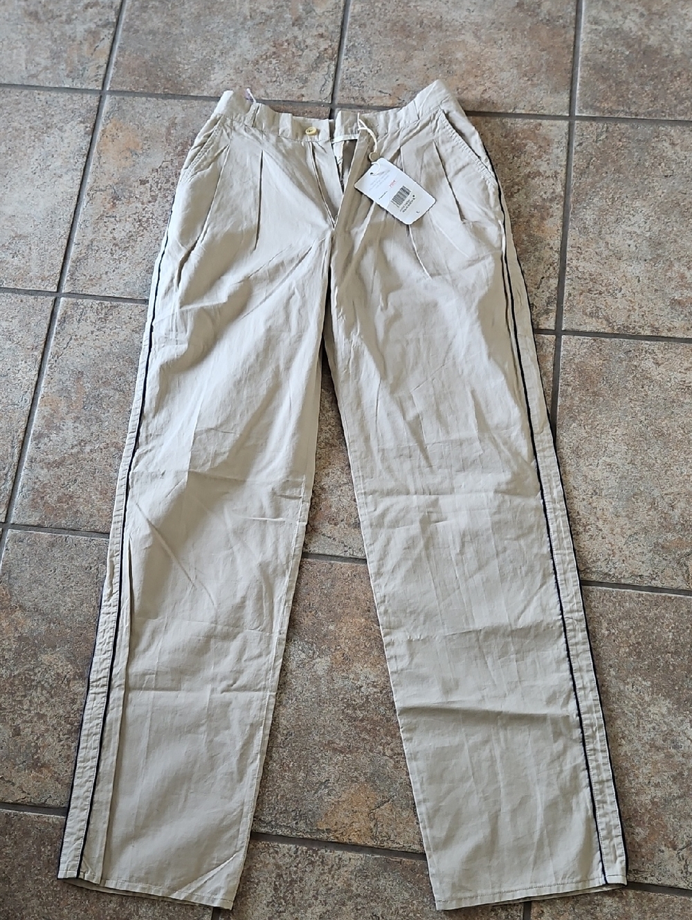 Valentino Beige Chinos with Black Side Stripe Authentic